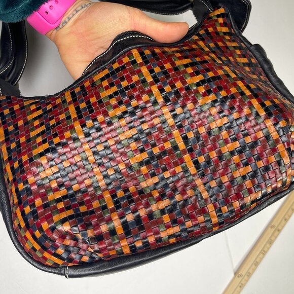 Vera Pelle Purse Made in Italy Crosshatch Leather​​​ - Picture 4 of 12